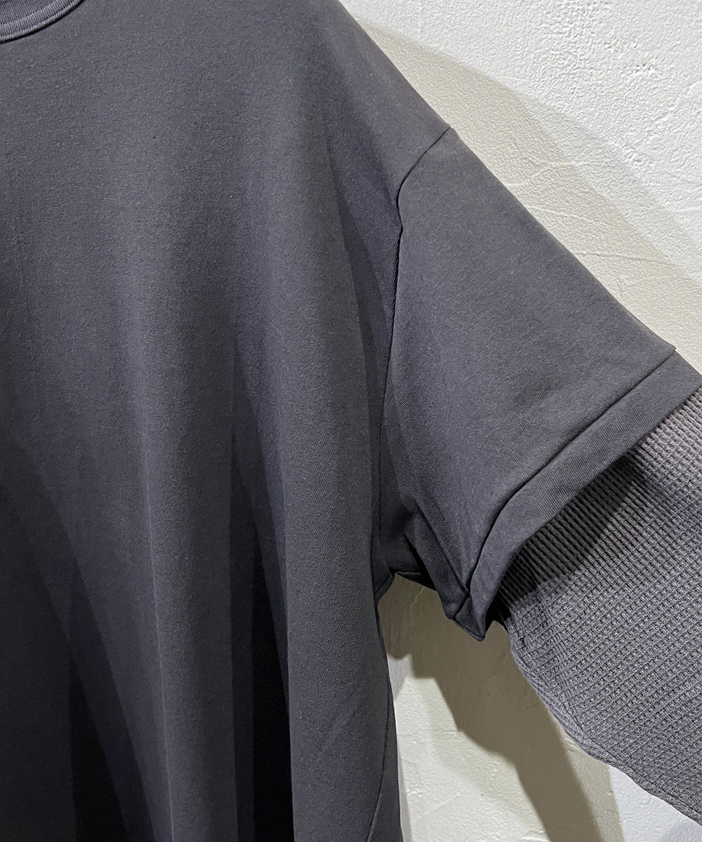 ANDER LAYERED LS TEE - CHARCOAL