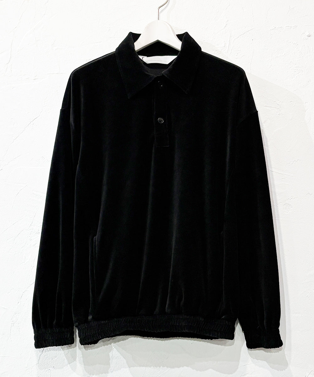 ANDER VELOUR POLO SHIRTS - BLACK