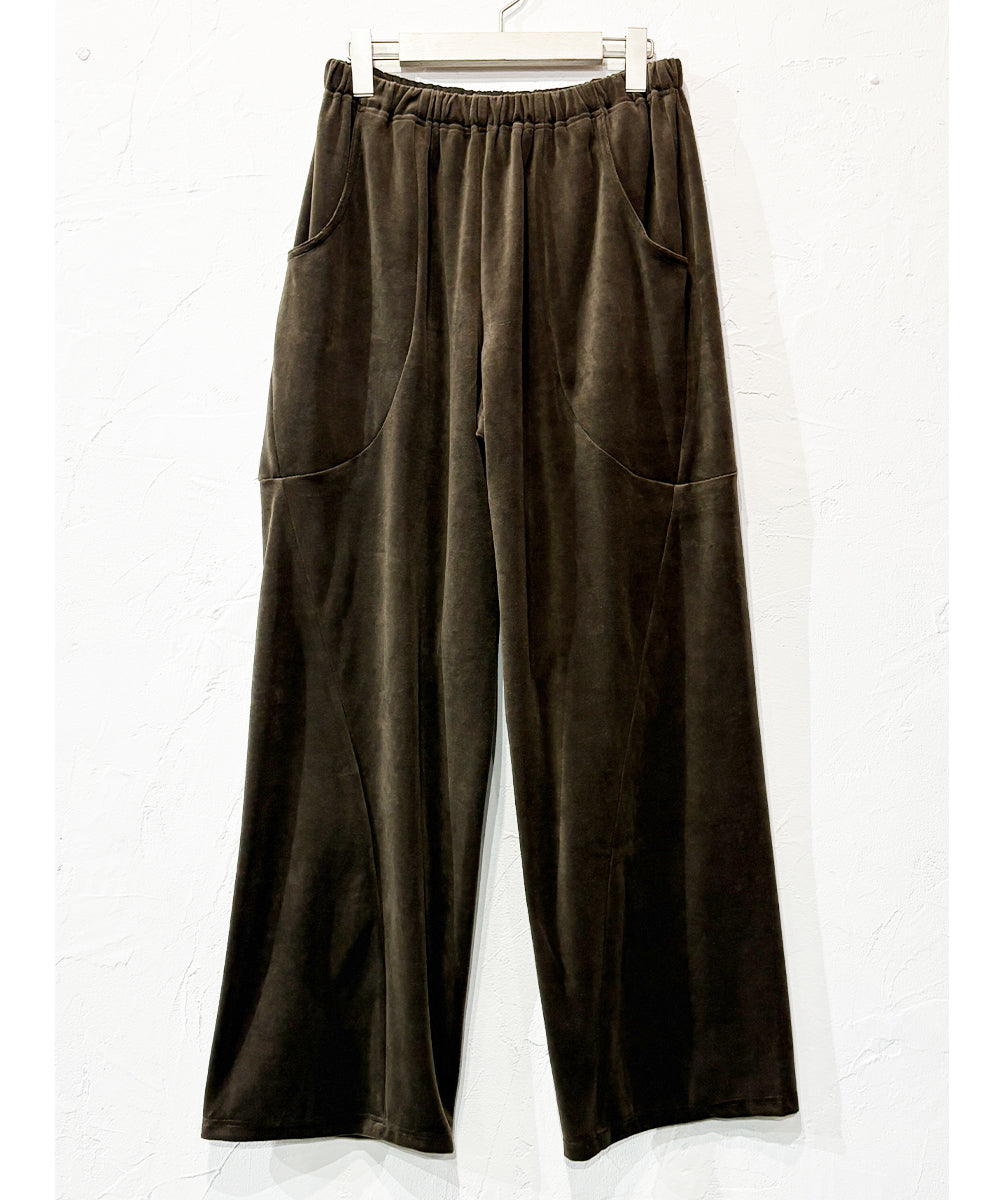 ANDER VELOUR CURVY PANTS - DK BROWN