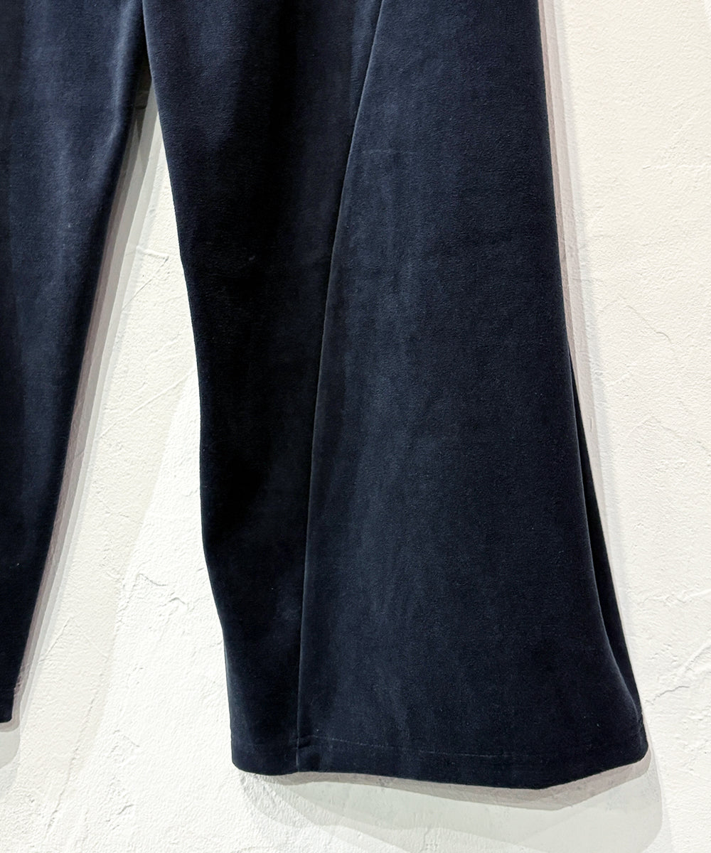 ANDER VELOUR CURVY PANTS - STEEL NAVY