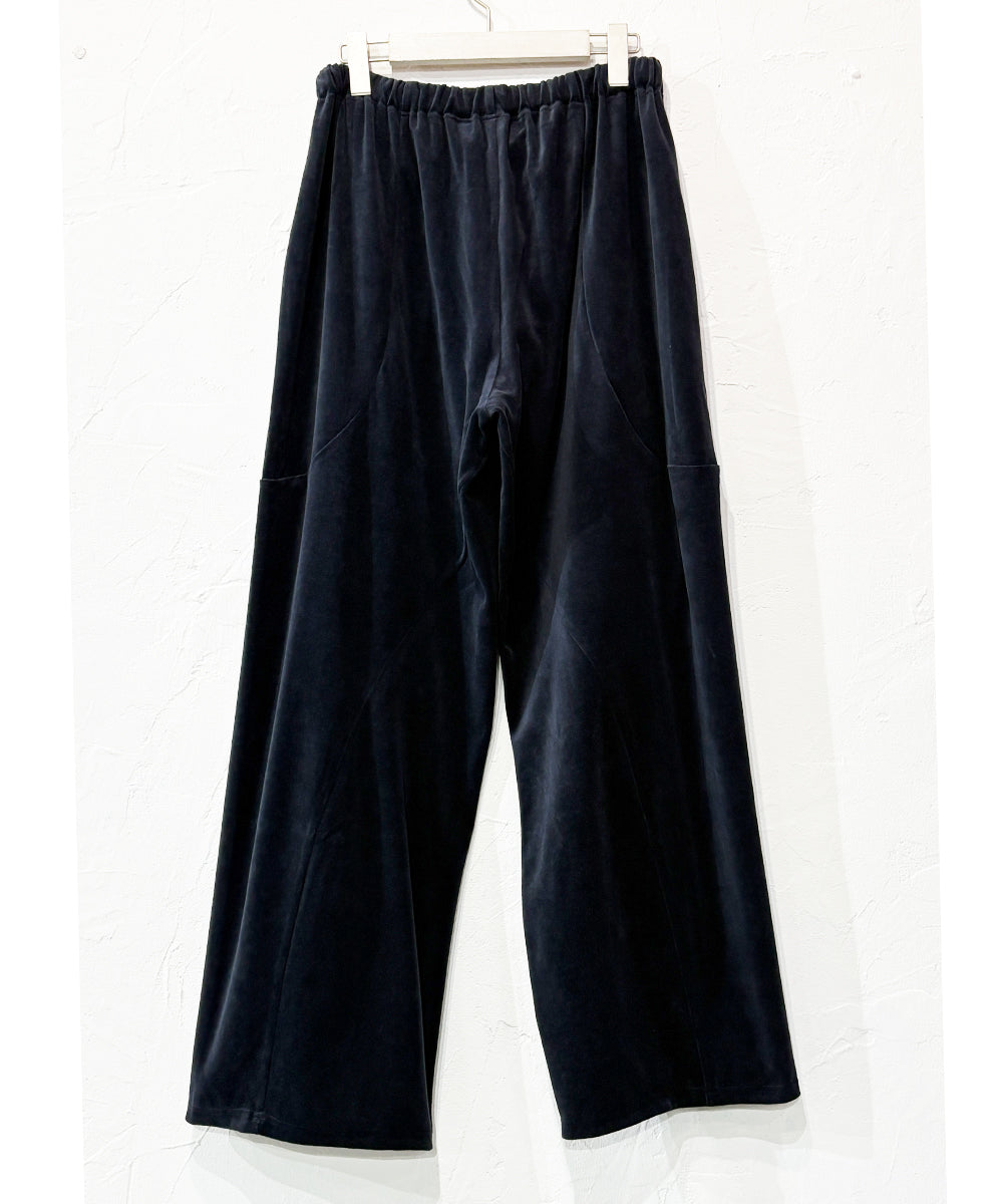 ANDER VELOUR CURVY PANTS - STEEL NAVY