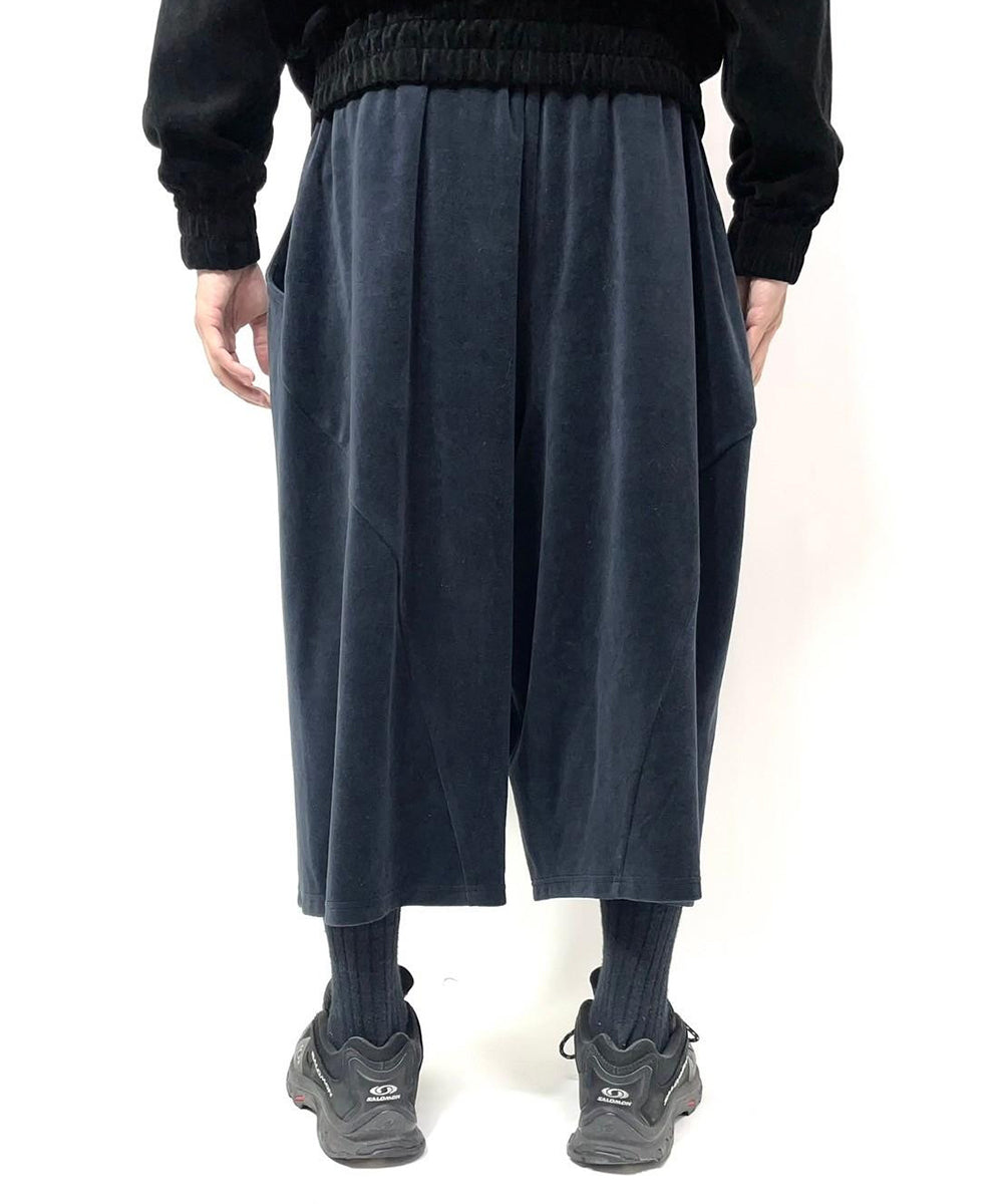 ANDER VELOUR BACK CURVY CROPPED PANTS - DK BROWN