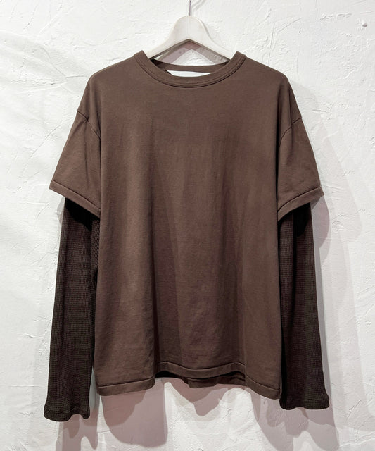 ANDER LAYERED LS TEE - SMOKE BROWN