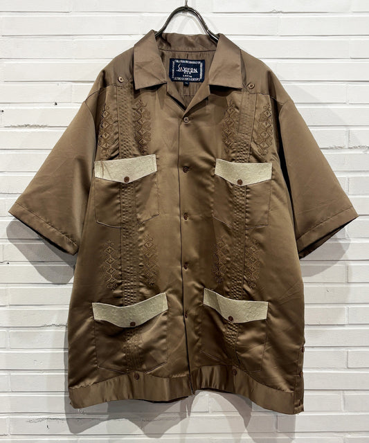 VINTAGE - EMBROIDERED SATIN CUBAN SHIRT