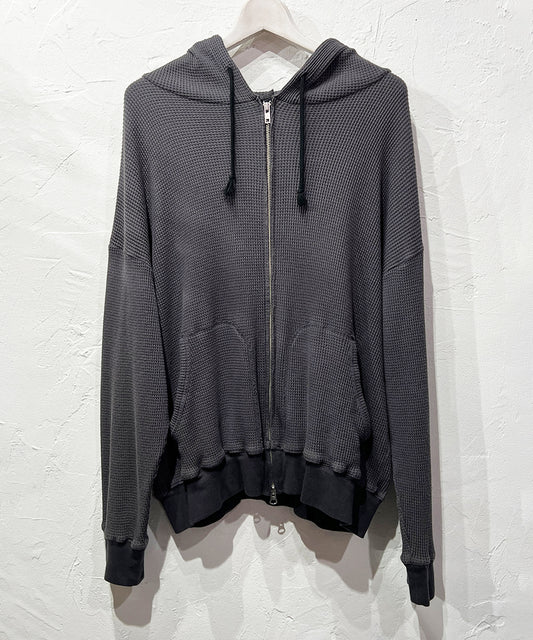 【予約商品 2024年10月末入荷予定】ANDER WAFFLE ZIP HOODIE - CHARCOAL