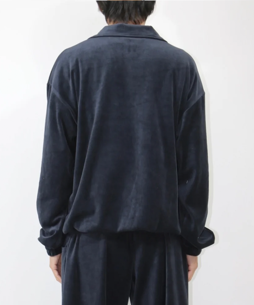 ANDER - VELOUR POLO / STEEL NAVY