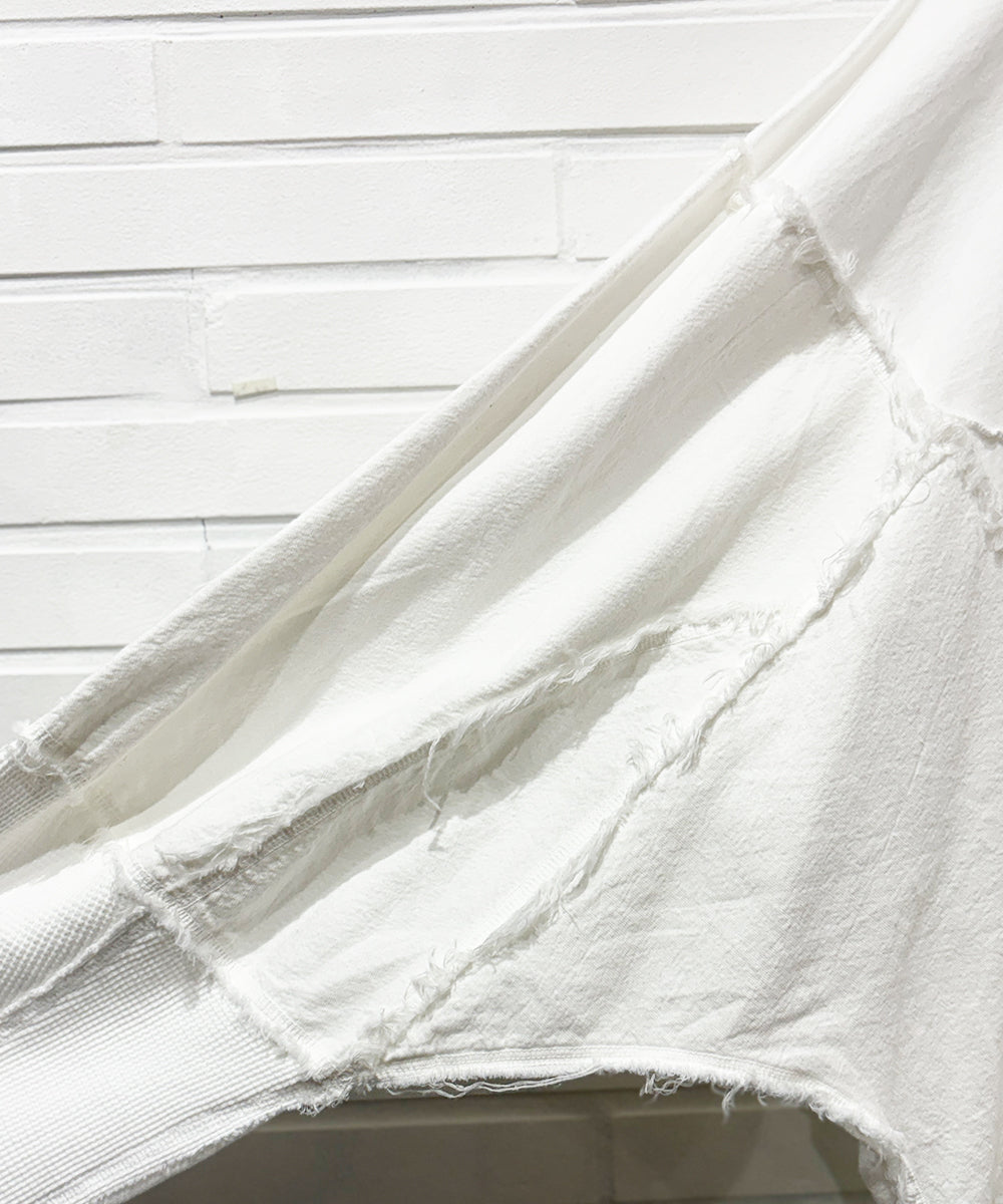 CURRENTAGE - Patchwork jersey long T-shirt WHITE