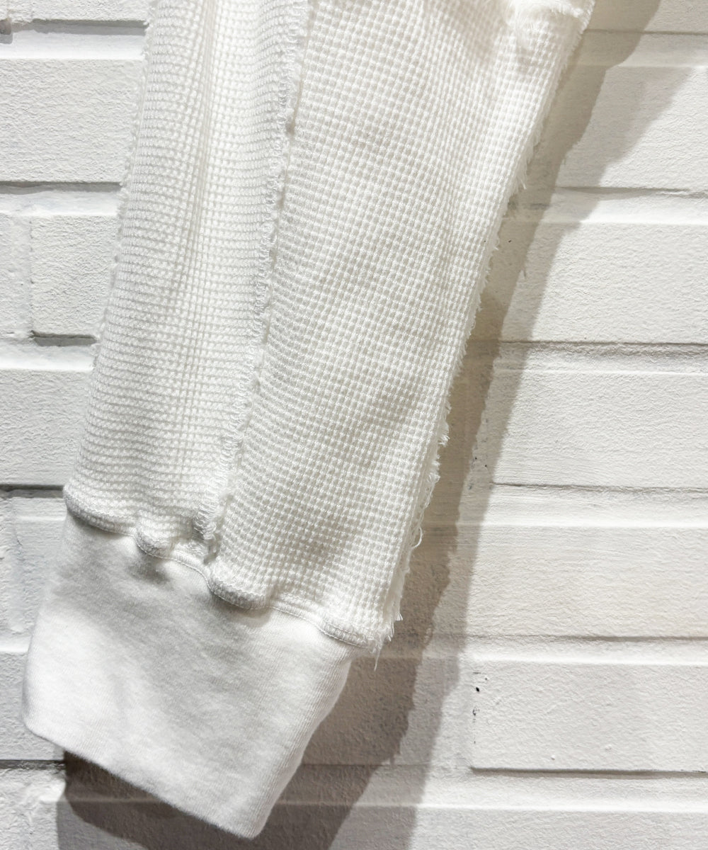 CURRENTAGE - Patchwork jersey long T-shirt WHITE