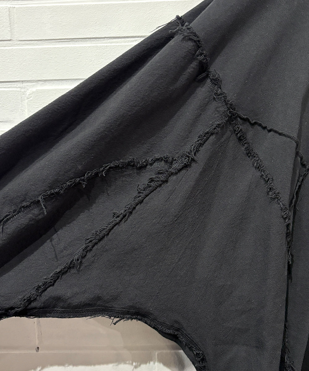 CURRENTAGE - Patchwork jersey long T-shirt BLACK