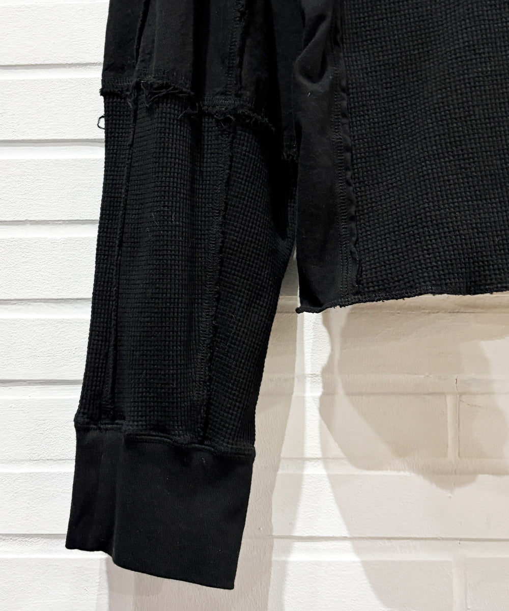 CURRENTAGE - Patchwork jersey long T-shirt BLACK