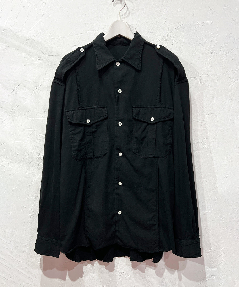 CURRENTAGE - Patchwork Flap Shirt BLACK