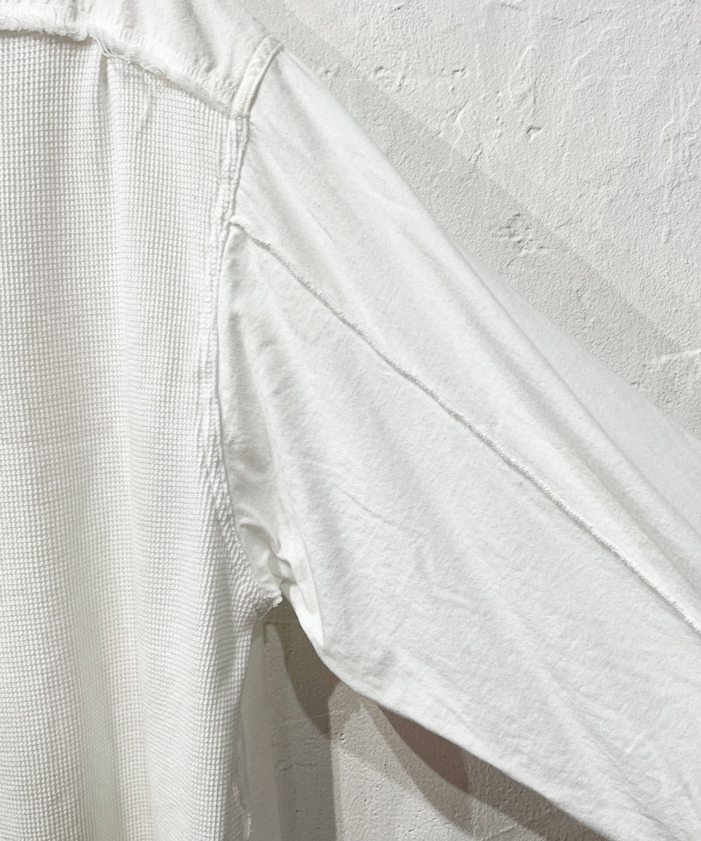 CURRENTAGE - Patchwork Flap Shirt WHITE
