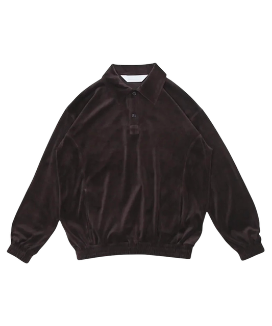 ANDER - VELOUR POLO / SHINE BROWN