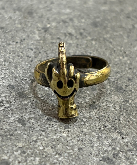 FRAG - BRASS HAND SIGN「FUCKIN' SMILE」RING
