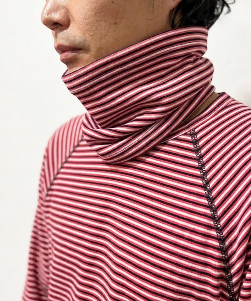 WILDERNESS WEAR - POLYPRO +190 L/S CREW STRIPE / NAVY×NEW RED×WHITE