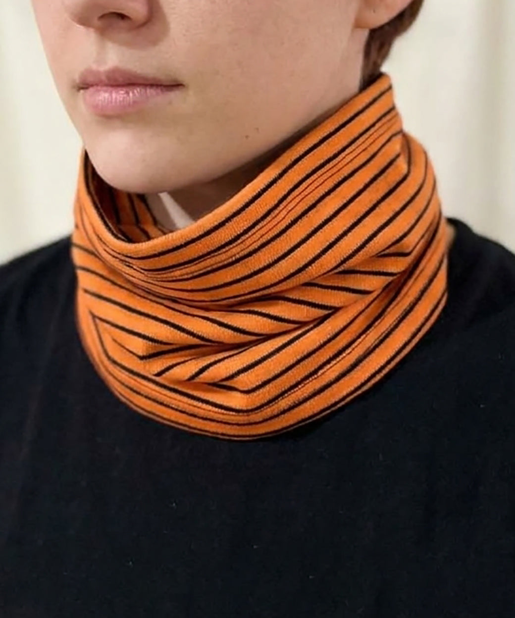 WILDERNESS WEAR - POLYPRO +190 2Layer Neck Warmer Stripe / ORANGE×NAVY