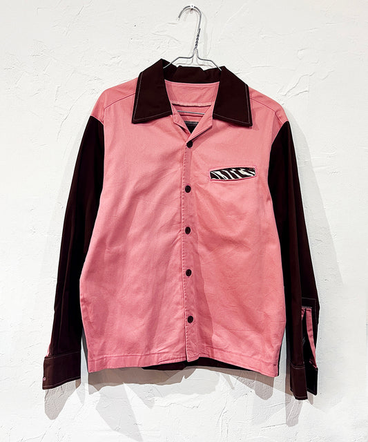 Vintage - zebra pocket open collar shirt