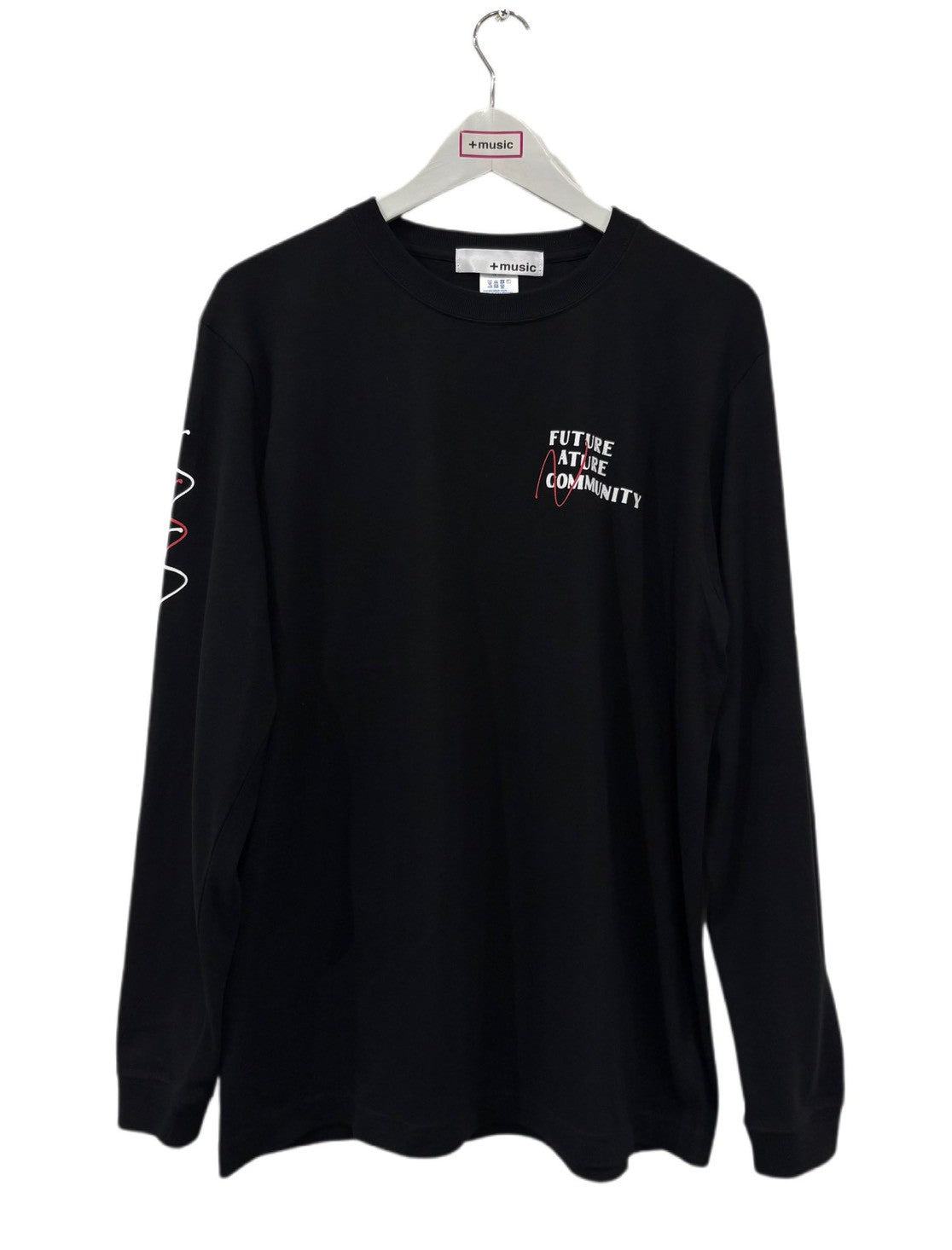 +music  Apparel “Future Nature” - Thank you message long sleeve T-shirt / Black ONLINE STORE PAGE | プラスミュージック アパレル “フューチャー ネイチャー” - サンキュー メッセージ ロング スリーブ ティーシャツ / ブラック オンライン ストア ページ 商品画像