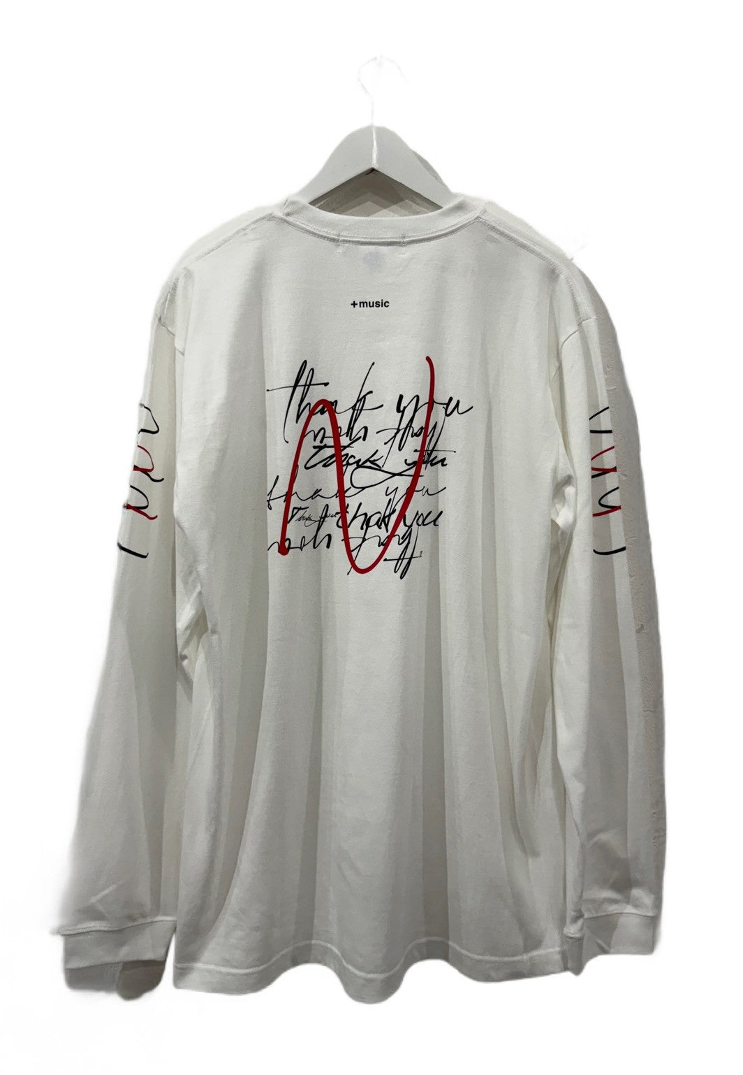 +music  Apparel “Future Nature” - Thank you message long sleeve T-shirt / White ONLINE STORE PAGE | プラスミュージック アパレル “フューチャー ネイチャー” - サンキュー メッセージ ロング スリーブ ティーシャツ / ホワイト オンライン ストア ページ 商品画像