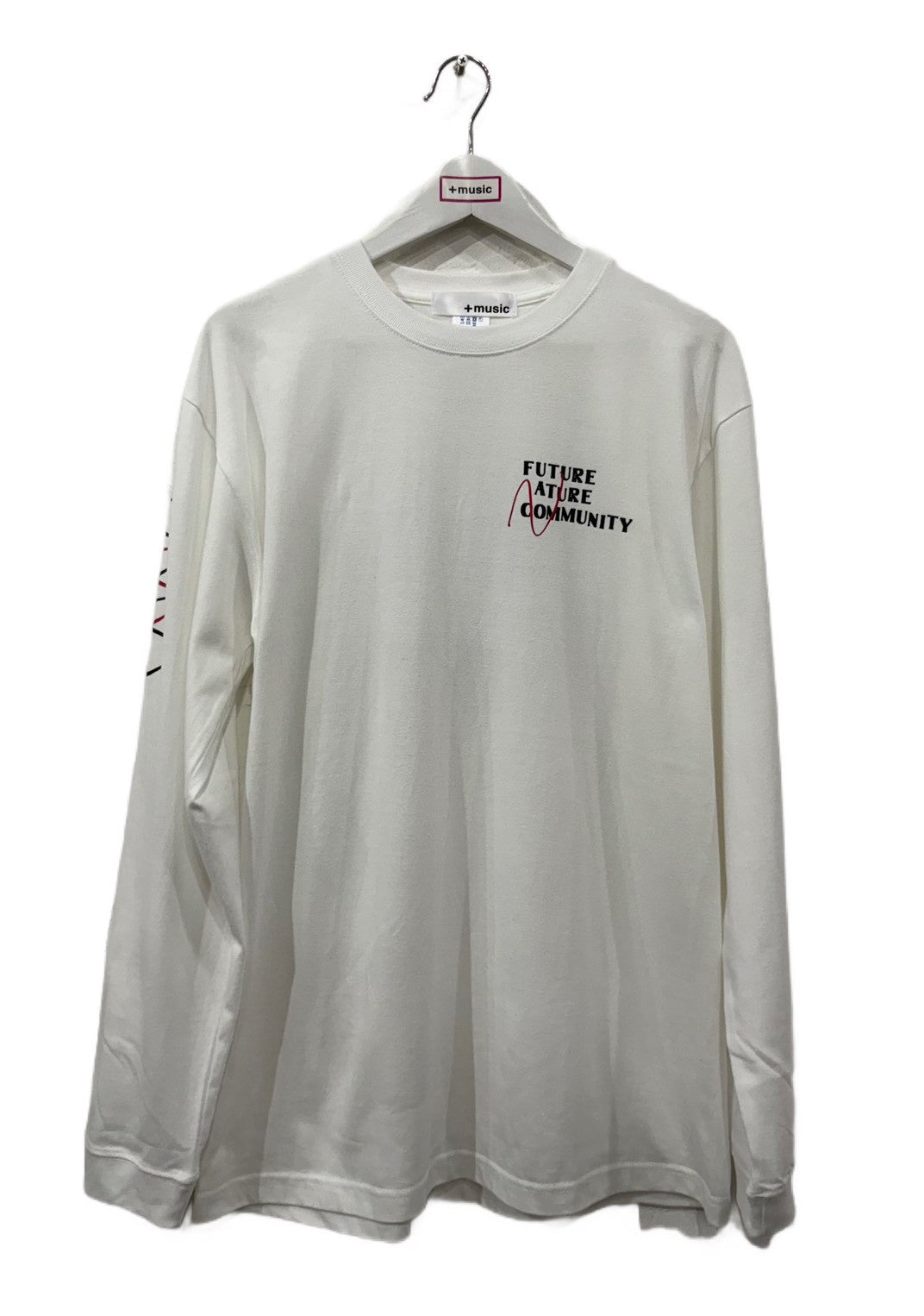 +music  Apparel “Future Nature” - Thank you message long sleeve T-shirt / White ONLINE STORE PAGE | プラスミュージック アパレル “フューチャー ネイチャー” - サンキュー メッセージ ロング スリーブ ティーシャツ / ホワイト オンライン ストア ページ 商品画像