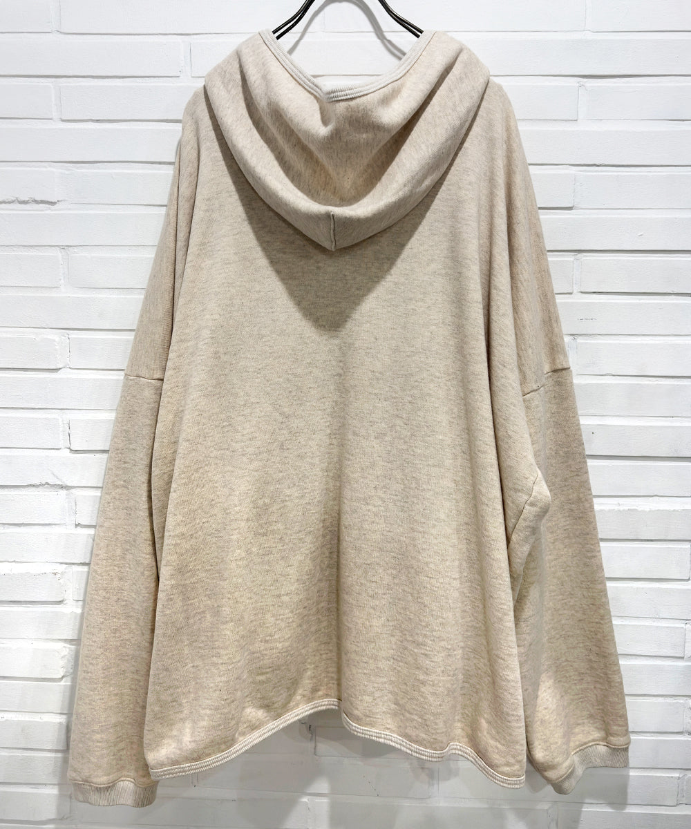 O PROJECT - WIDE FIT HOODED SWEAT / OATMEAL