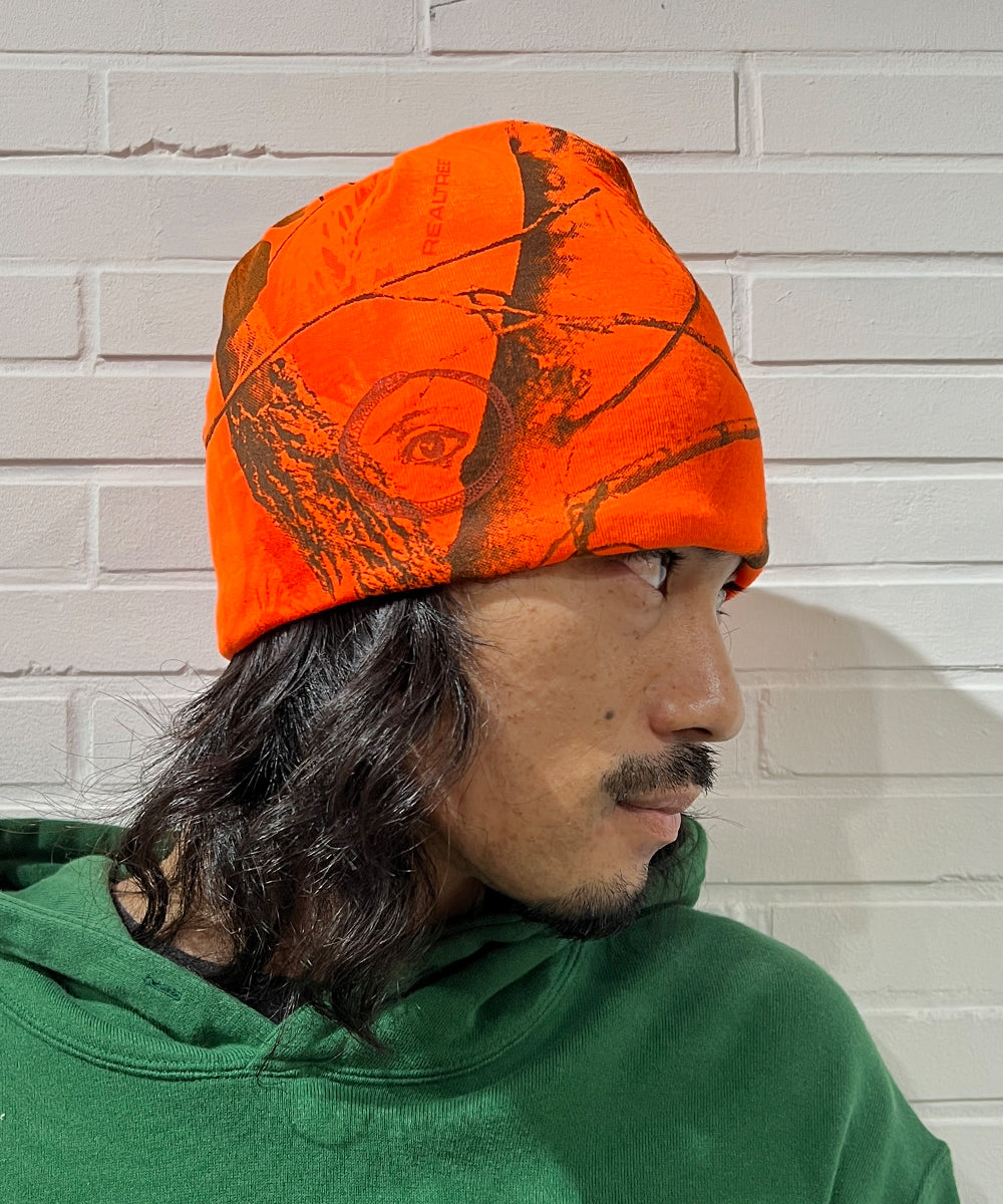 8" licensed camo beanie - ORANGE EYE5