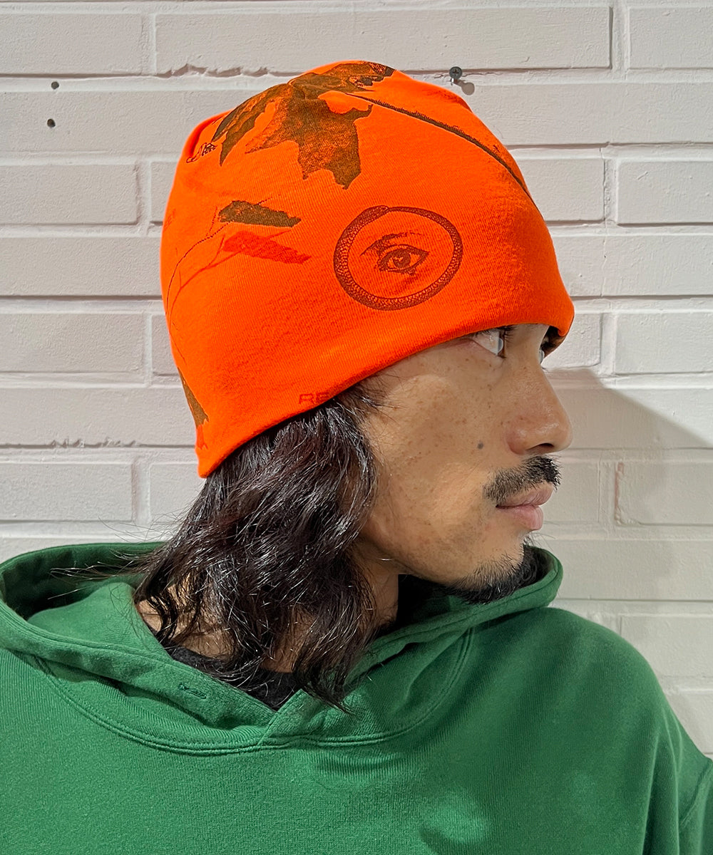 8" licensed camo beanie - ORANGE EYE1