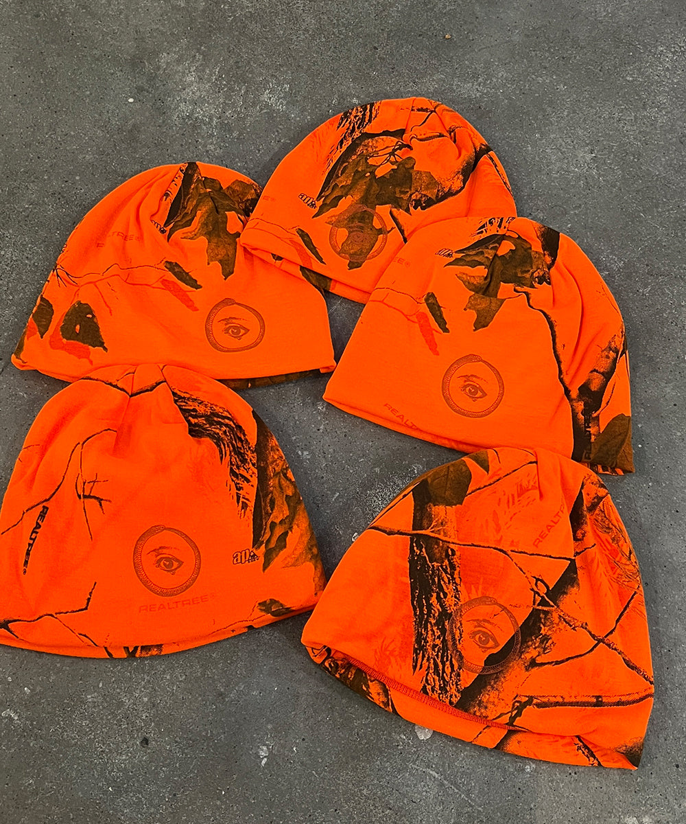 8" licensed camo beanie - ORANGE EYE5