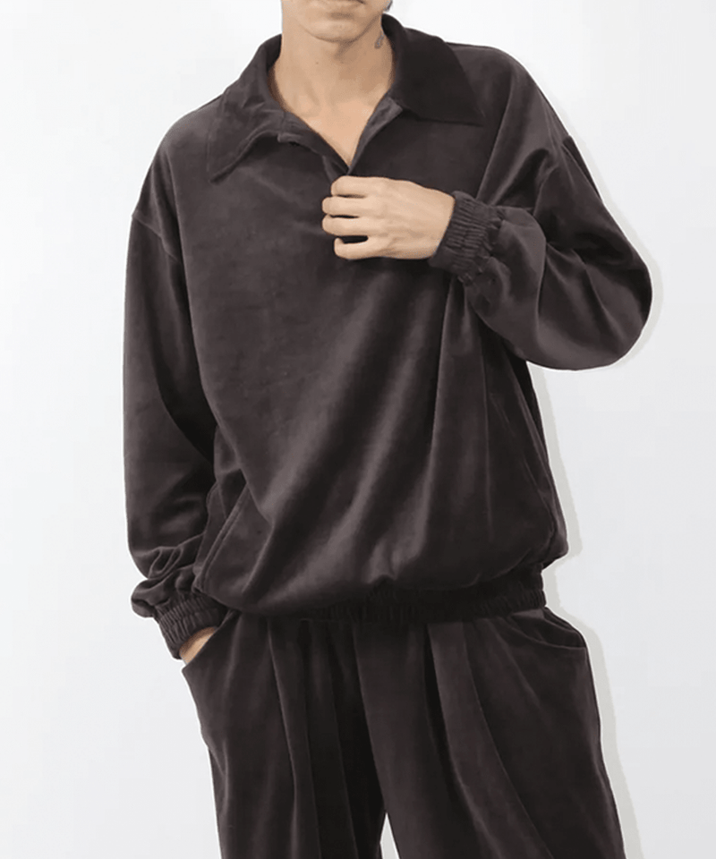 ANDER - VELOUR POLO / SHINE BROWN 商品画像 - DB&BAR