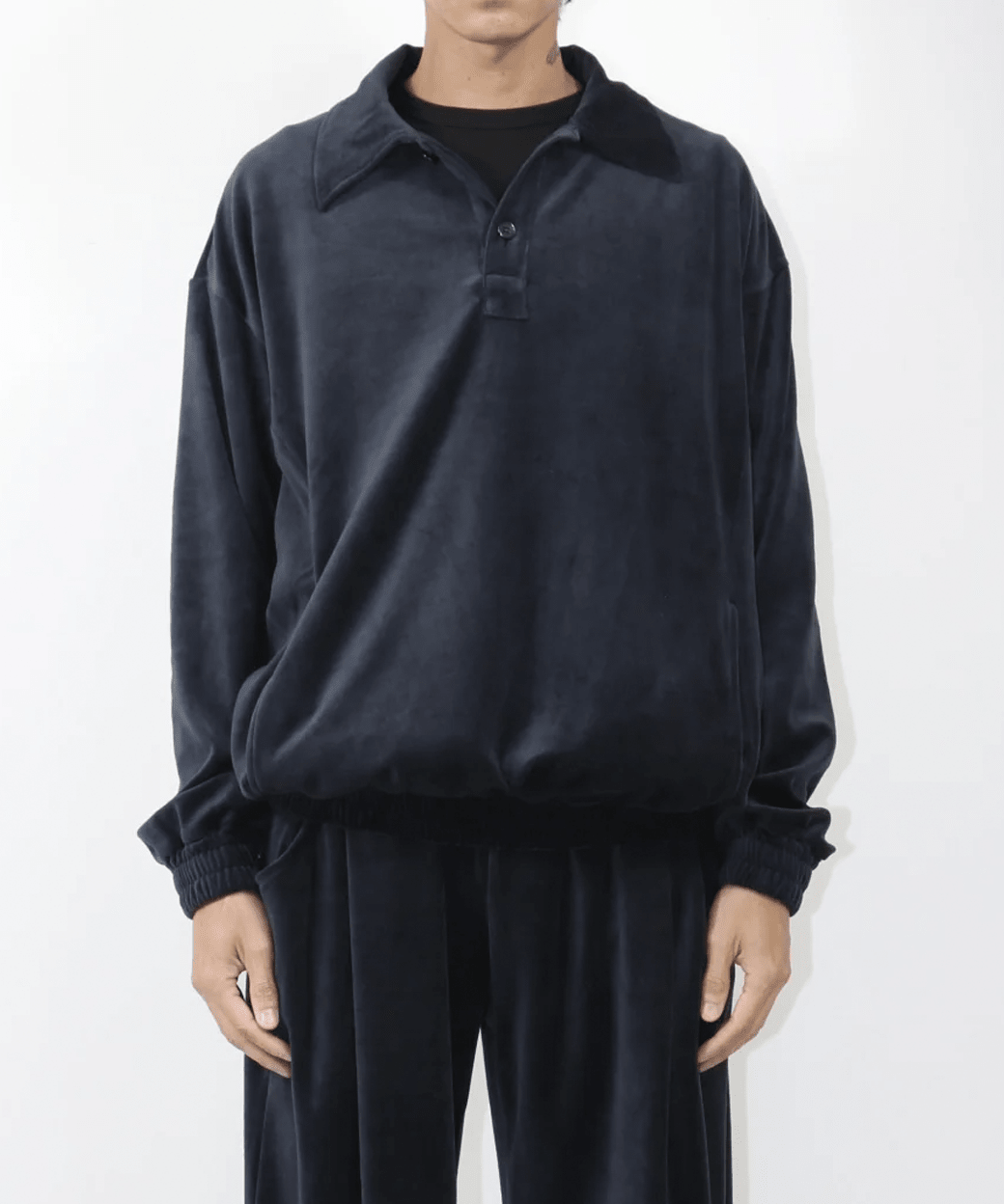 ANDER - VELOUR POLO / STEEL NAVY - DB&BAR
