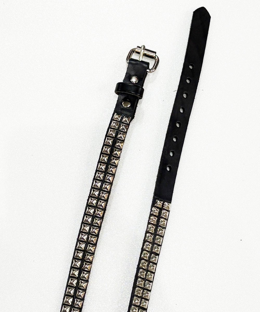 BRACKNEY LEATHER WORKS - 3/4” SMALL PYRAMID 2ROWS BELT / BLACK - DB&BAR