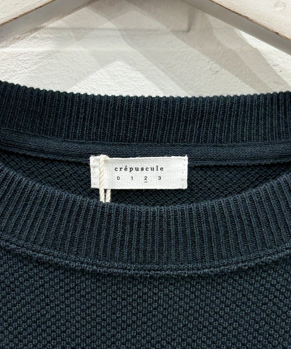 crepuscule - Cotton Rayon Moss Stitch Pull Over / DARK GREEN 商品画像 - DB&BAR