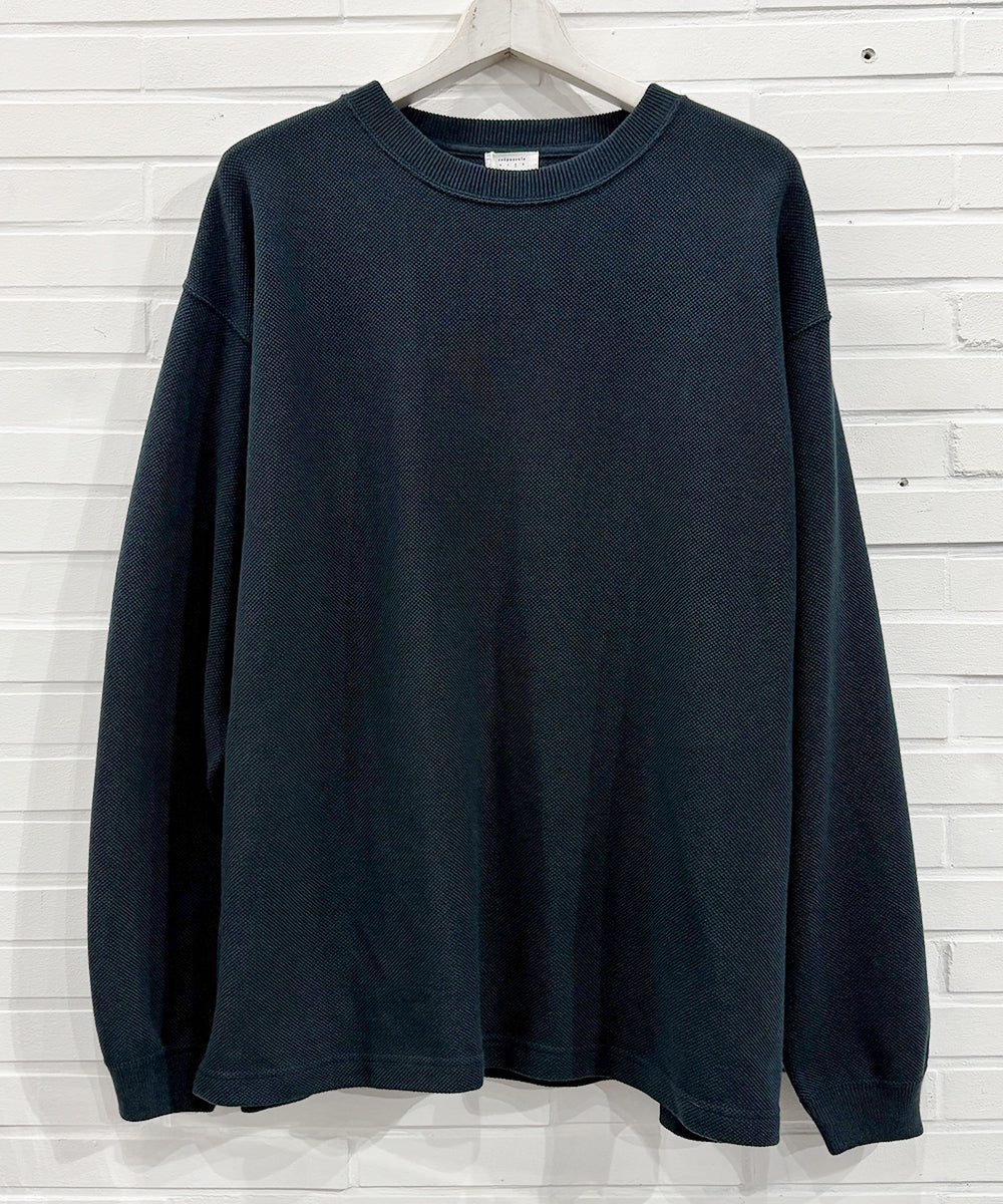 crepuscule - Cotton Rayon Moss Stitch Pull Over / DARK GREEN