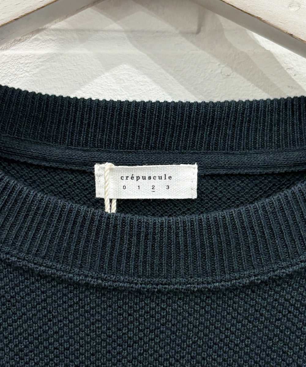 crepuscule - Cotton Rayon Moss Stitch Pull Over ONLINE STORE PAGE | クレプスキュール - コットン レーヨン モス ステッチ プルオーバー オンライン ストア ページ 商品画像