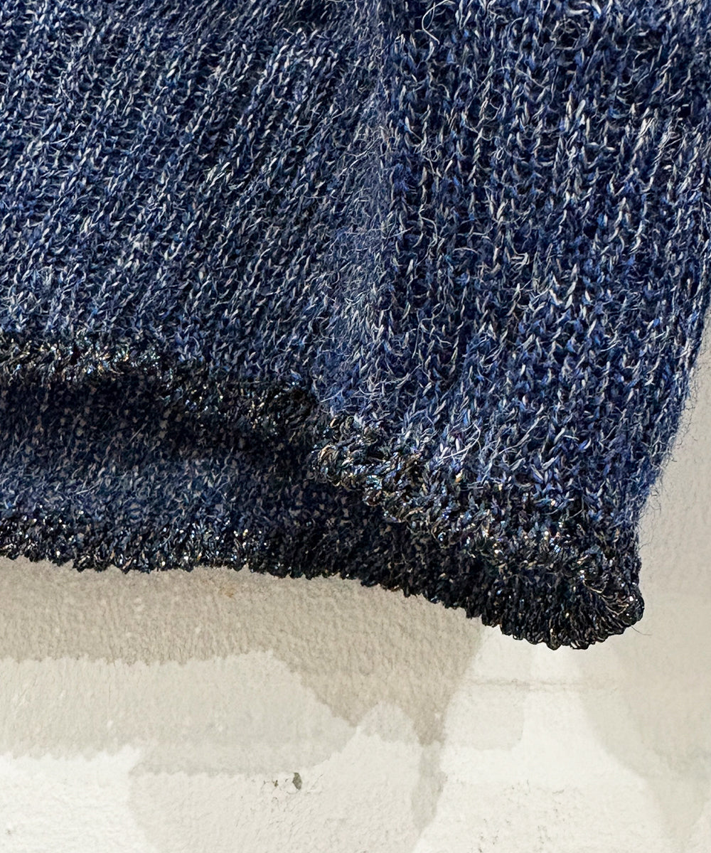 crepuscule - Whole Garment Rametrimming Pull Over / NAVY