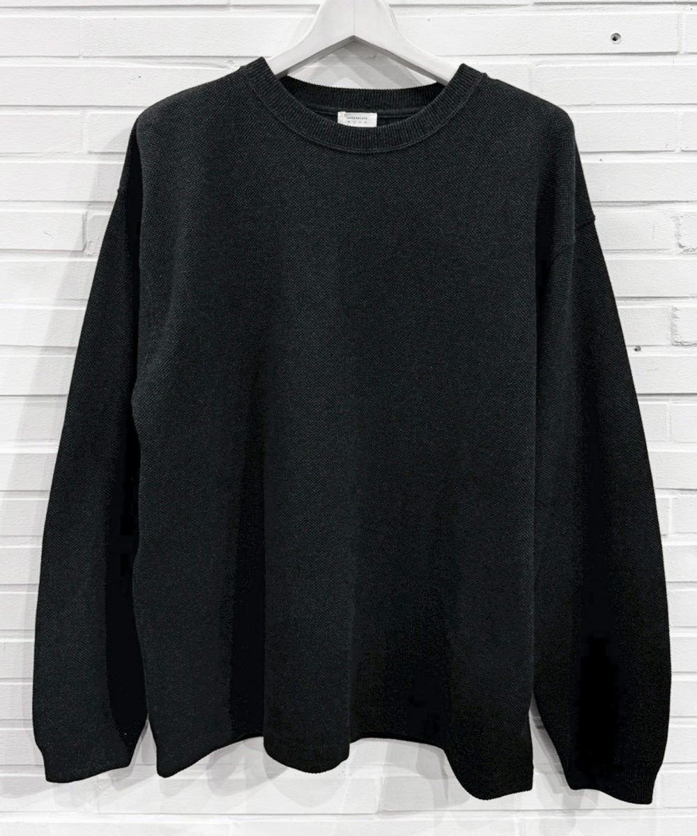 crepuscule - Cotton Rayon Moss Stitch Pull Over / BLACK
