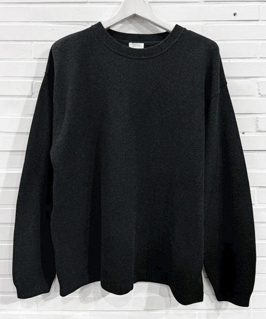 crepuscule - Cotton Rayon Moss Stitch Pull Over / BLACK