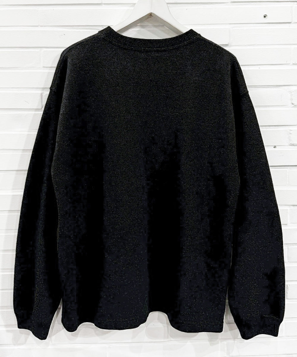 crepuscule - Cotton Rayon Moss Stitch Pull Over / BLACK