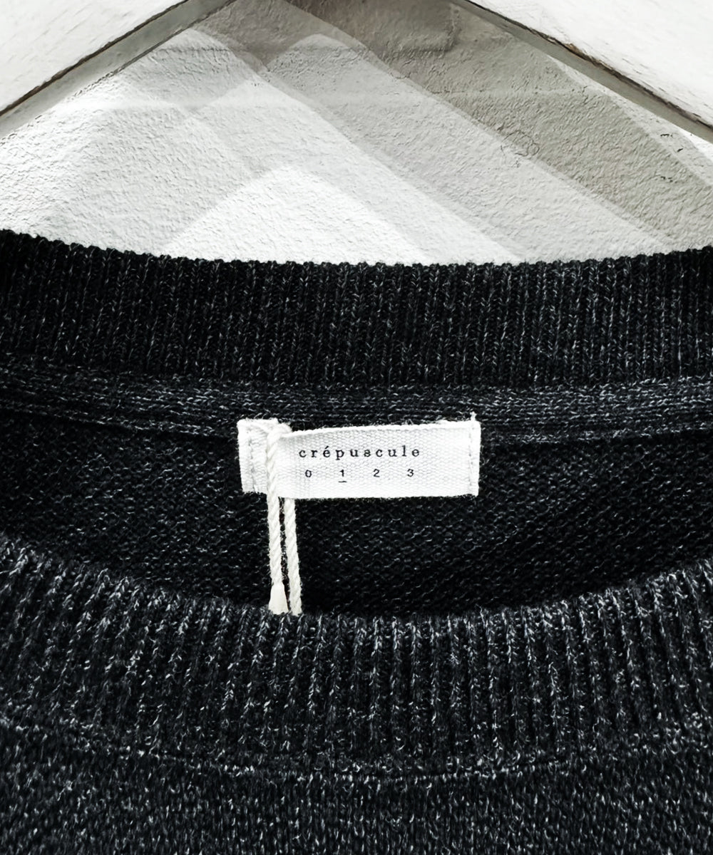 crepuscule - Cotton Rayon Moss Stitch Pull Over / BLACK