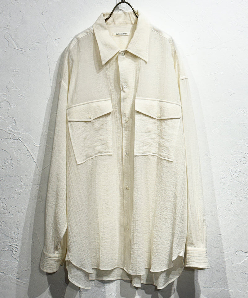 CURRENTAGE - SHEER WORK SHIRT / WHITE 商品画像 - DB&BAR