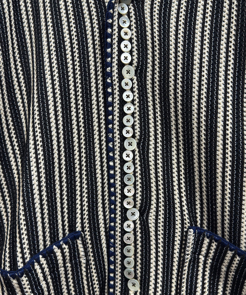 CURRENTAGE - TEXTURED STRIPE KNIT JACKET / BLACK×NATURAL 商品画像 - DB&BAR