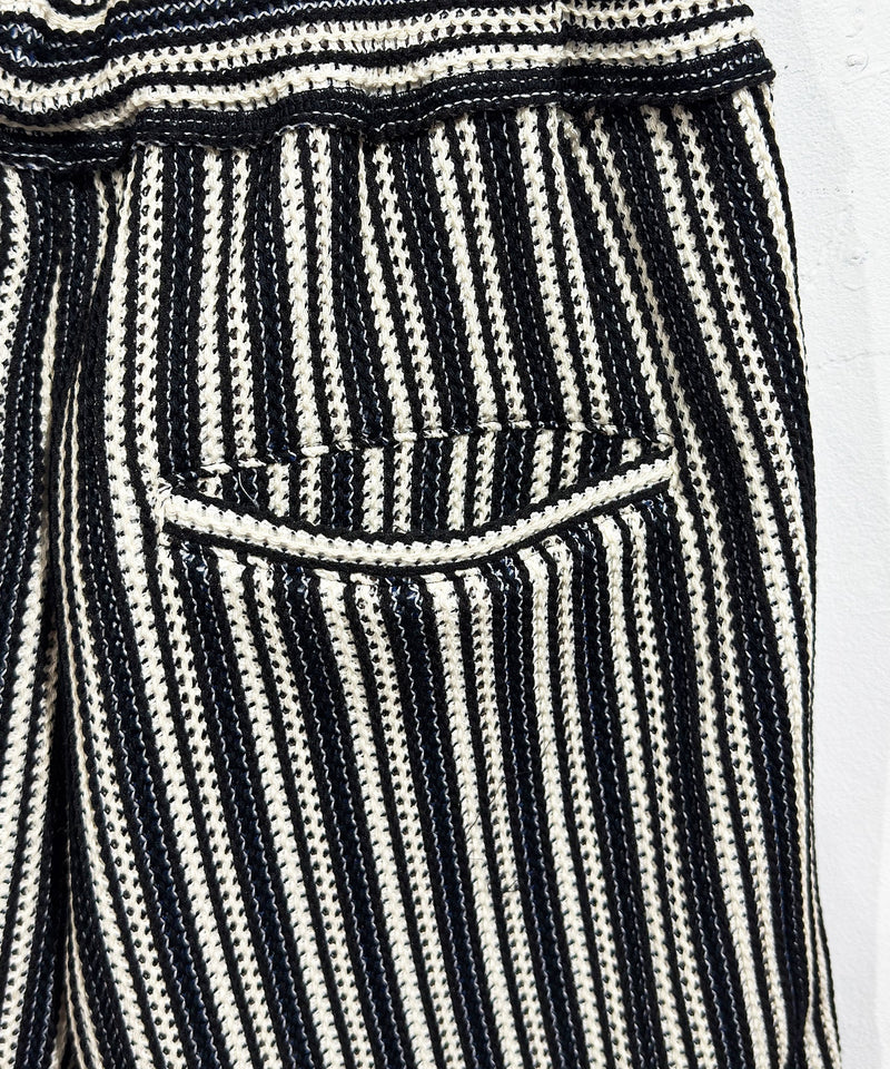 CURRENTAGE - TEXTURED STRIPE KNIT SHORTS / BLACK×NATURAL 商品画像 - DB&BAR