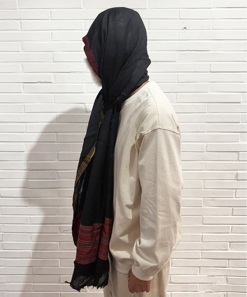 HAND WOVEN STOLE - Embroidery wool NAVY BLACK 商品画像 - DB&BAR