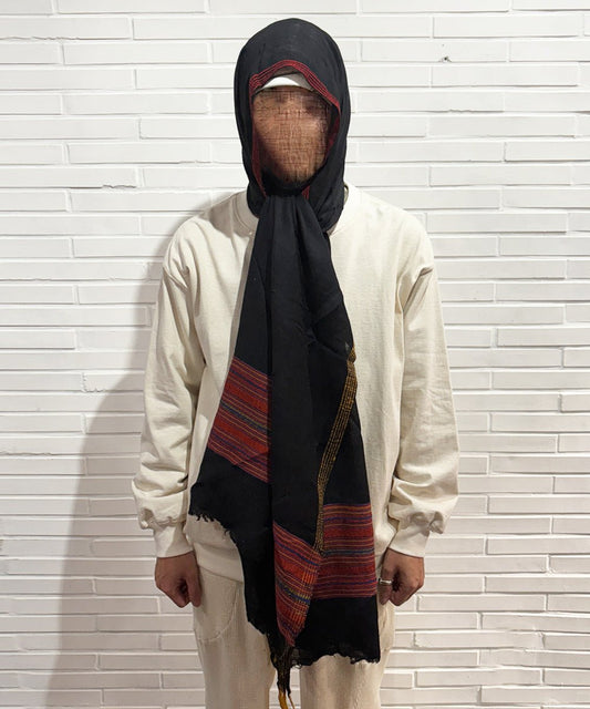 HAND WOVEN STOLE - Embroidery wool NAVY BLACK - DB&BAR