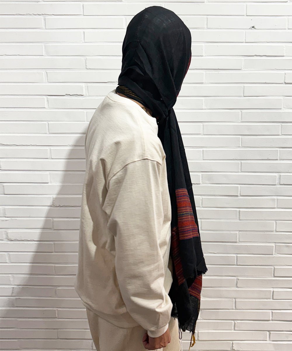 HAND WOVEN STOLE - Embroidery wool NAVY BLACK - DB&BAR