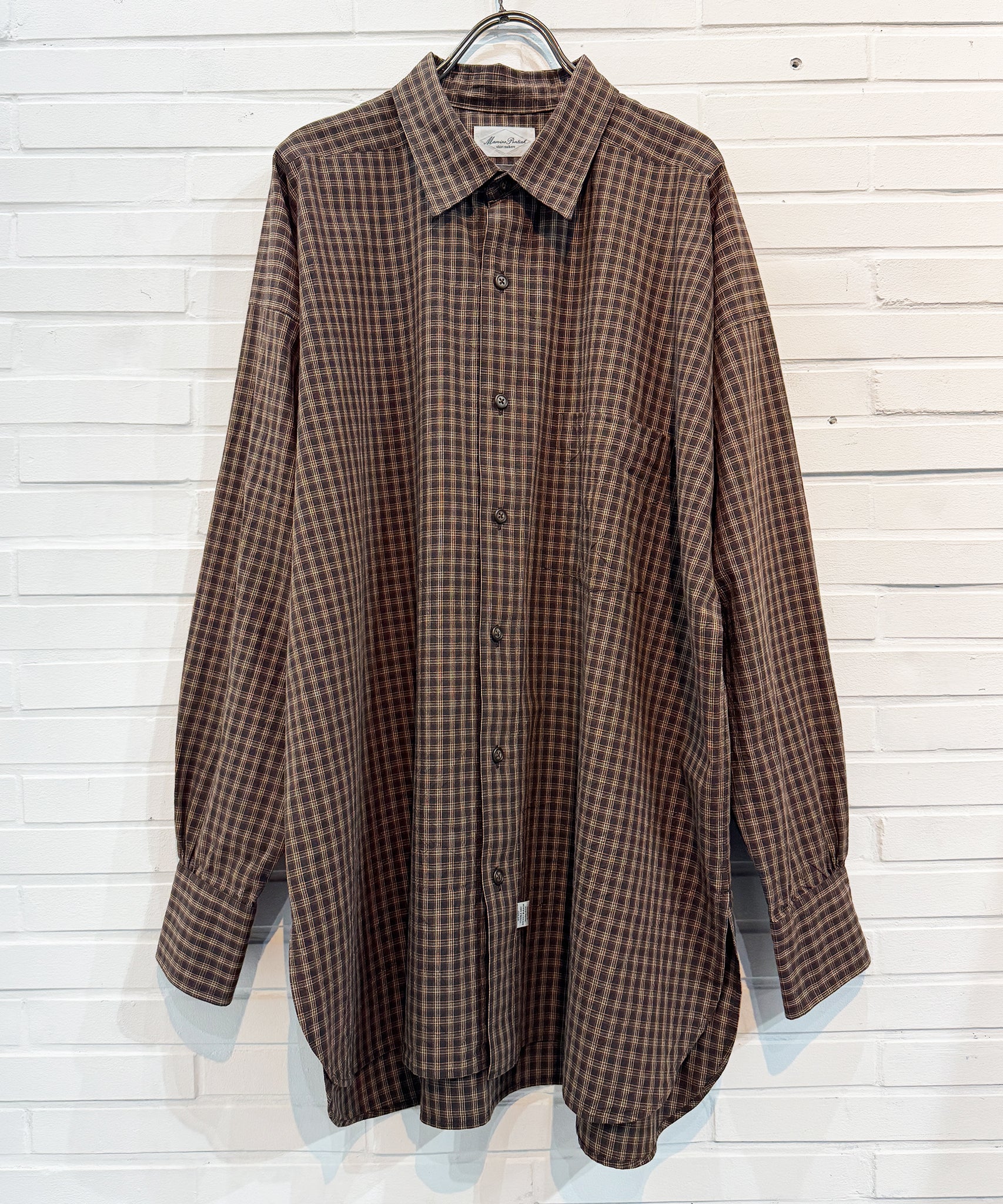 【セール!!】 MARVINE PONTIAK　長袖シャツ ブラウンチェック Marvine Pontiak Shirt Makers - New Order Shirts / BROWN CHECK