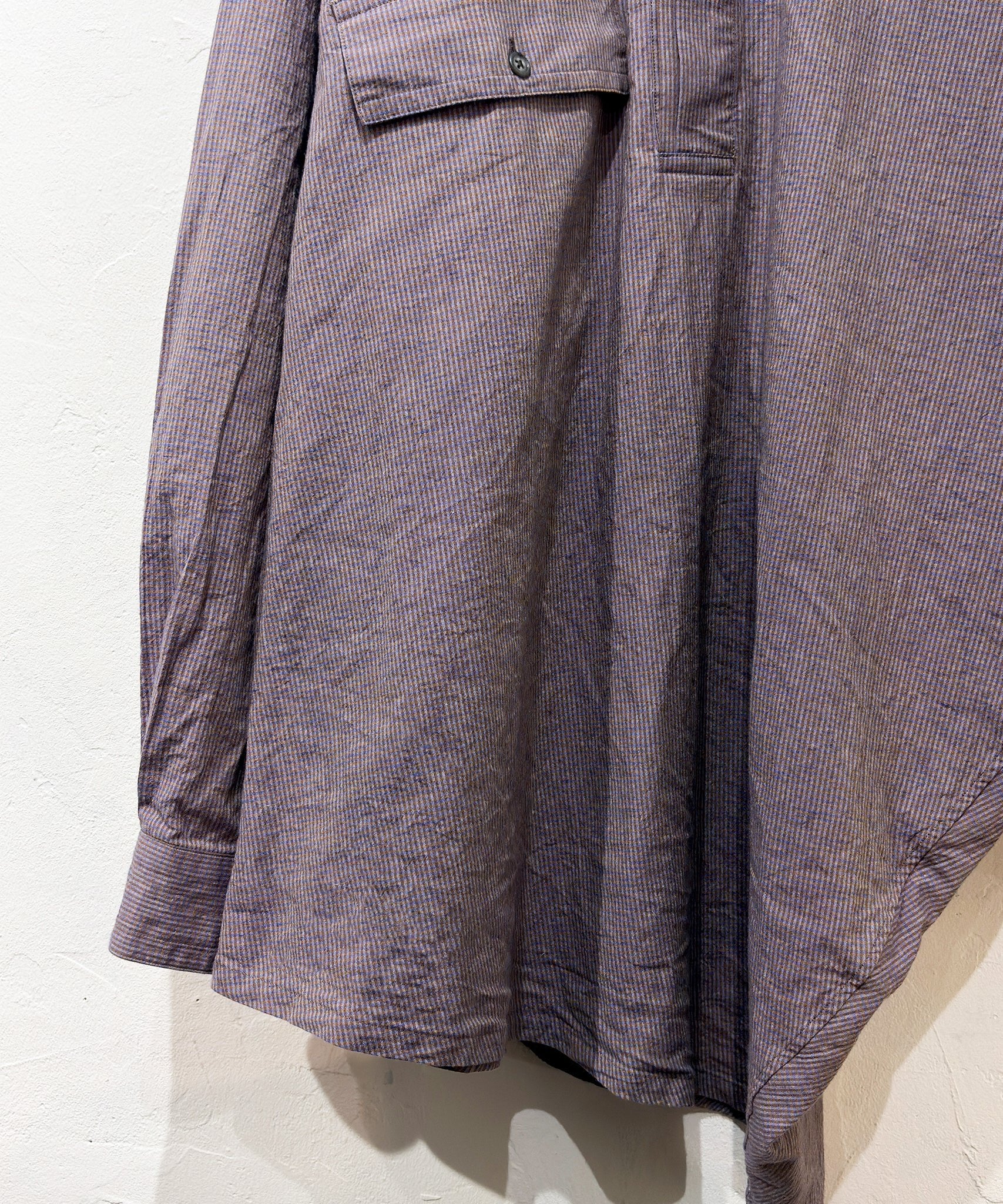 Marvine Pontiak Shirt Makers - Twist Pull Over / BLUE BROWN GINGHAM 商品画像 - DB&BAR