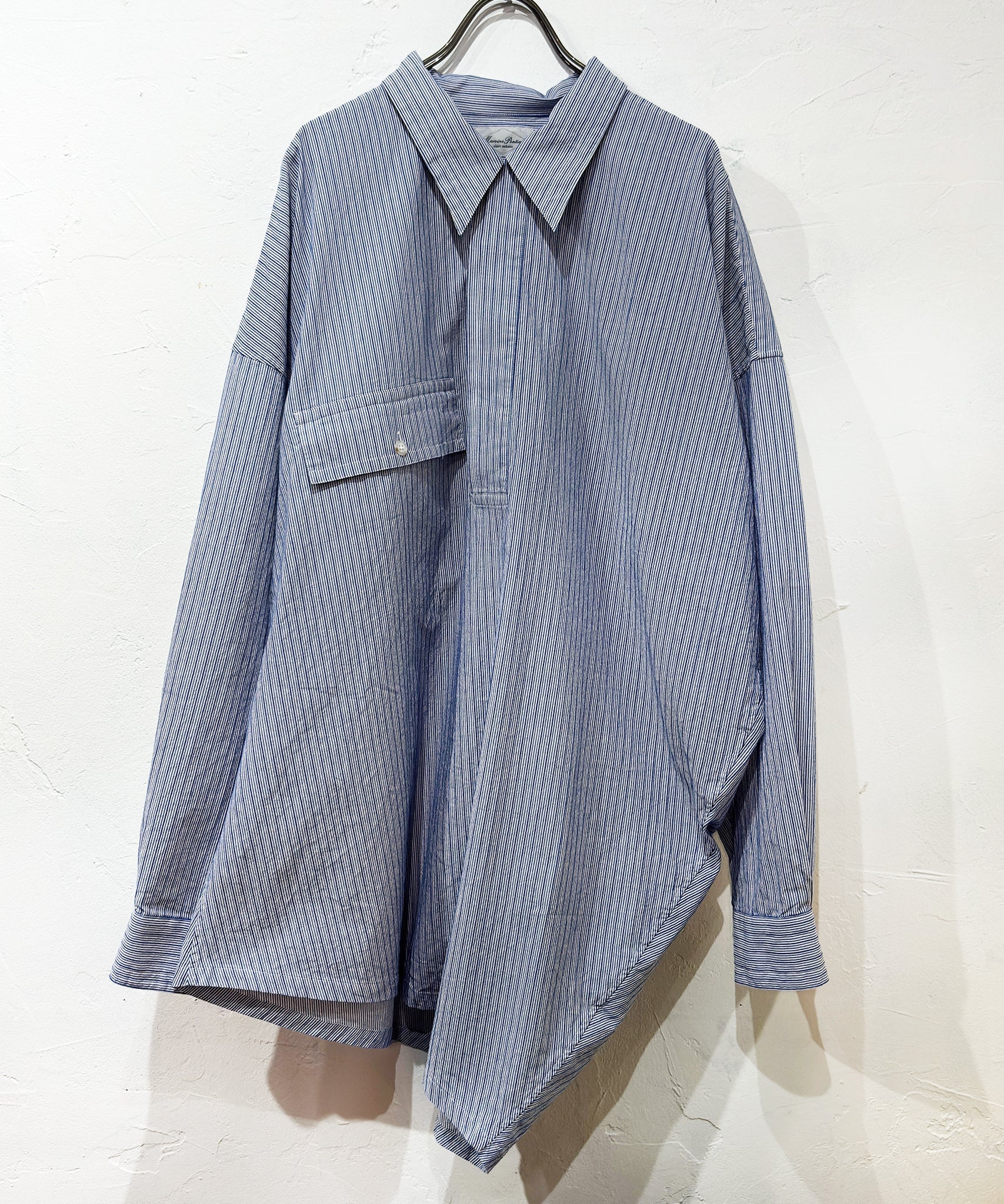 Marvine Pontiak Shirt Makers - Twist Pull Over / BLUE DOBBY STRIPE