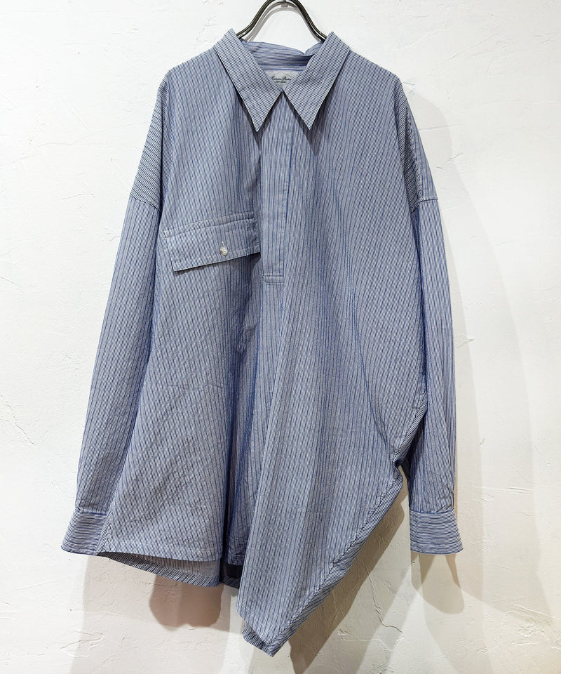Marvine Pontiak Shirt Makers - Twist Pull Over / BLUE DOBBY STRIPE 商品画像 - DB&BAR