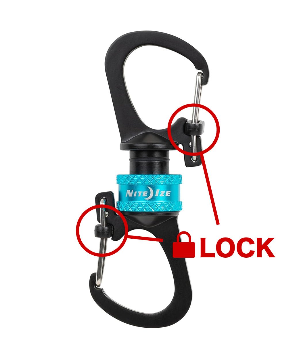 NITE IZE - 360° MAGNETIC LOCKING DUAL CARABINER / BLUE - DB&BAR